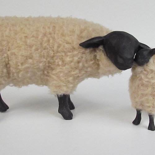 Porcelain Sheep Figurine Suffolk With Lamb Etsy