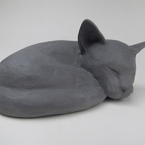 Sleeping Gray Cat Cremation Urn GR-OR image 1