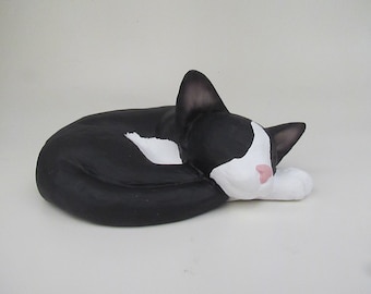 Sleeping Tuxedo Cat Cremation Urn  (S)