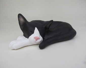 Sleeping Tuxedo Cat Cremation Urn  (A)