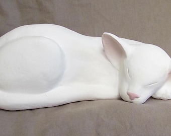 White Cat Cremation Urn - CP