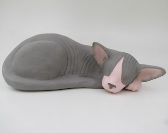 Sleeping Cat Cremation Urn, Hairless CP