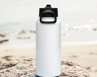 Stainless steel water bottle with a straw lid