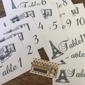 10 números de mesa temáticos de París X-grande 5x7 Tarjetas Invitaciones de boda Recepción Fiesta Decoración Torre Eiffel Decoraciones francesas Nupcial Baby Shower