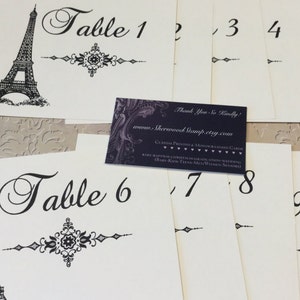 10 Cartões com números de mesa temáticos de Paris Decoração para festa de recepção de casamento Torre Eiffel Decorações francesas Chá de bebê e noiva StampinUp D sinal