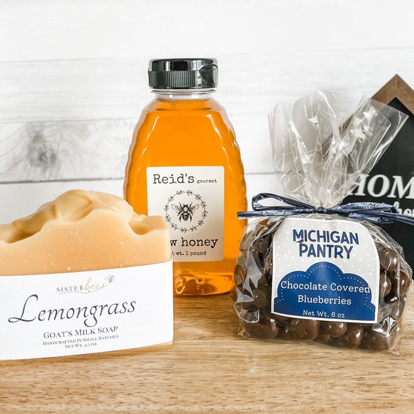 Michigan Mini Gift Box | Thinking of you | Gift Box | Chocolate | Handmade Soap | Michigan Honey | Chocolate Covered Blueberries | Handmade