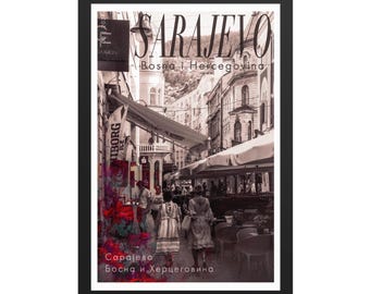 Sarajevo Bosnia City High-End Magazine Fine Art Print, Framed