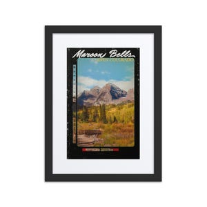 Maroon Bells Aspen Colorado Autumn Fine Art Print, Framed with Mat 12x16