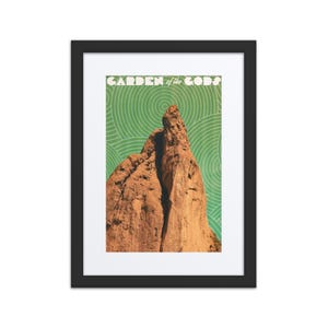 Garden of the Gods Colorado Retro Fine Art Print, Framed with Mat 12x16
