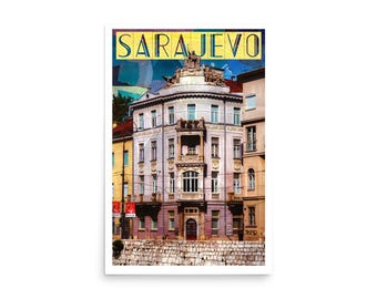 Sarajevo Bosnia European City Buildings Retro Fine Art Print