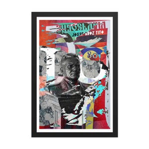 Josef Broz Tito Statue Bust Yugoslavia Retro Fine Art Print, Framed
