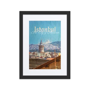 Galata Tower Camlica Mosque Turkey Istanbul Fine Art Print, Framed with Mat 12x16