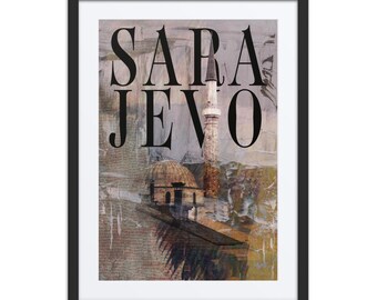 Sarajevo Bosnia Bascarsija Mosque Minaret Fine Art Print, Framed with Mat 18x24