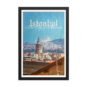 Galata Tower Camlica Mosque Turkey Istanbul Fine Art Print, Framed