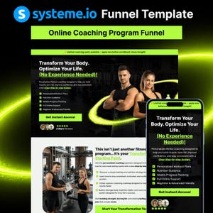 Online Fitness Coaching Systeme.io Funnel Template for Personal Trainers & Coaches