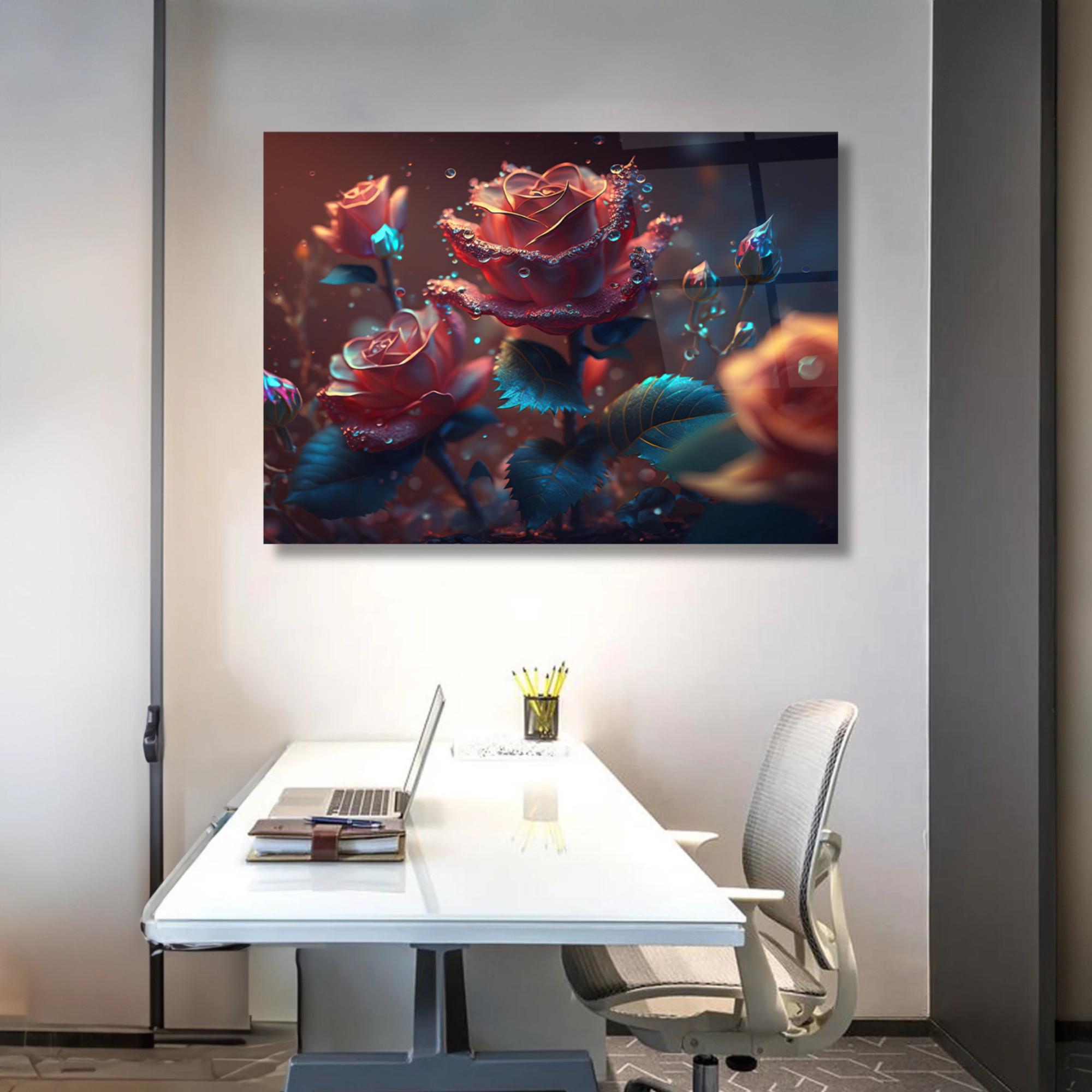 Romantic Red Rose Glass Wall Art – Dark Floral Decor - Etsy