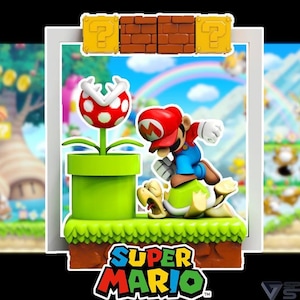 File STL del diorama di Super Mario e Luigi / Fan art stampabile in 3D / Posa iconica del salto / Parti modulari / Download digitale