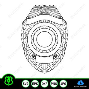 Blank Eagle Topped Police Badge v41 SVG Vector
