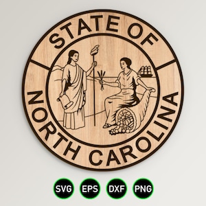 North Carolina State Seal SVG: Laser Cut CNC Vector (Digital Download)