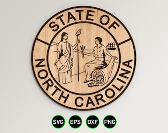 North Carolina State Seal SVG: Laserskuren CNC-vektor (digital nedladdning)