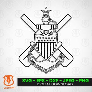 May include: Black and white digital download graphic featuring a shield with stars and stripes, an anchor, crossed oars, and a star. The graphic includes the text "SVG - EPS - DXF - JPEG - PNG DIGITAL DOWNLOAD".