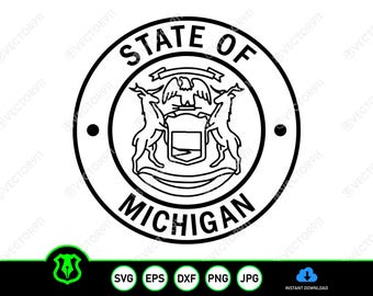 Michigan State Seal SVG, Vector Clipart, Print/Cut Files