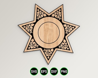 Sheriff Star Badge SVG: Laser Cut CNC Vector File (Digital Download)