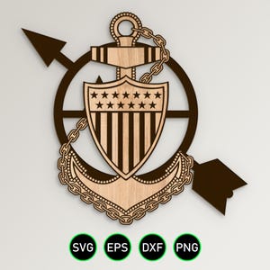 Spécialiste des opérations de la garde-côte en chef, ancre de la CSO, clipart vectoriel SVG pour gravure sur bois