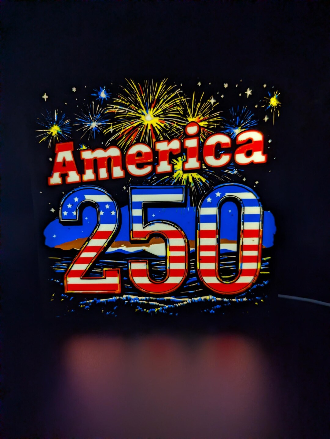 America 250 Celebration LED Sign Light | Patriotic Fireworks Art | USB ...