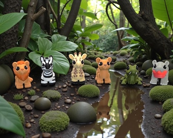 Articulated Safari Animals Fidget Toy Set | 3D Printed Desk Toys (Set of 6)