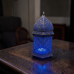 Intricate Arabic-Style Table Lantern | 3D printed shade | color changing LED | remote dimmer | timer function