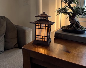 3D Printed Japanese Pagoda Lantern | Color Changing LED Zen Decor w/remote