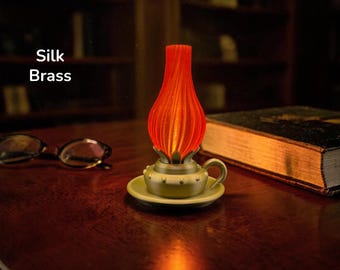 Miniatur Petroleumlampe Nachtlicht | 3D gedruckte, austauschbare Farbtöne (LED enthalten)