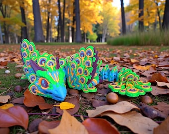 3D Printed Peacock Dragon | Colorful Exotic Decor