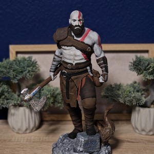 Kratos figure, God of War statue, God of war,  figure, sculpture, Kratos sculpture, 3D model, printed, Ragnarok,