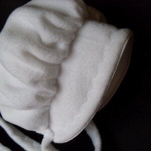 White Fleece Baby and Toddler Bonnet Hat sizes newborn to 3T-FREE shipping image 3