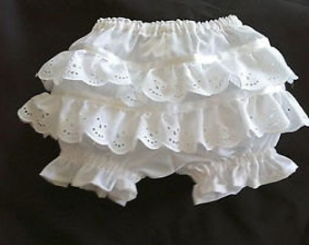 Adult/Teen Costume Diaper Cover/ Panties in Solid White Cotton w/lace ruffles