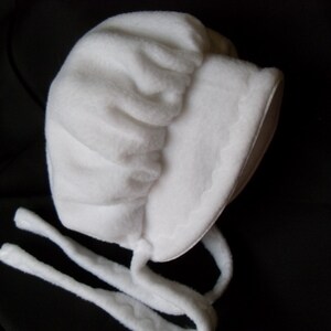 White Fleece Baby and Toddler Bonnet Hat sizes newborn to 3T-FREE shipping image 2