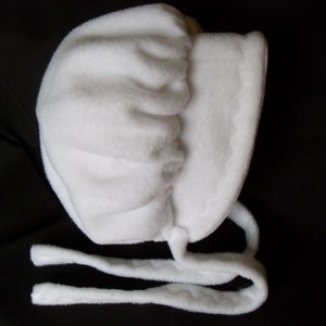 White Fleece Baby and Toddler Bonnet Hat sizes newborn to 3T-FREE shipping image 1