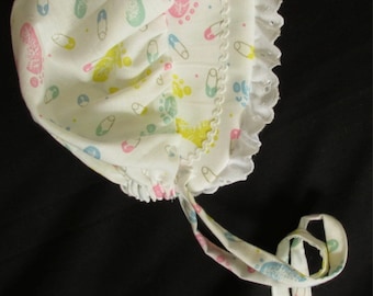 0-3 months - Pastel Baby Feet and Diaper Pins Sunbonnet newborn Ships FREE today