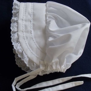 Adult Bonnet Hat White or White Eyelet - FREE shipping