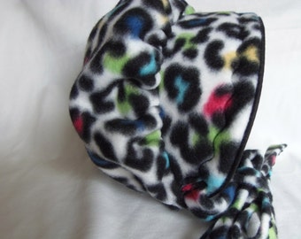 9-12 month Cheetah Print Fleece Bonnet with spots of Color-Ships Free Today!