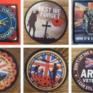 Lest We Forget Bikers Remember Military Veteran Army Navy RAF Sew Iron On Patch
