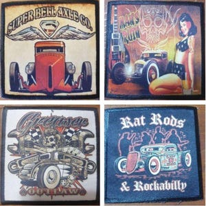 Rockabilly Hot Rod Iron On Patch, Super Bell Greaser Design