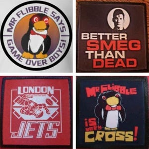 Red Dwarf, London Jets, Mr Fibble, Lister, TV series, Cat Rimmer, sew iron on patch