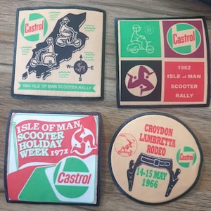 Castrol isle of man scooter rally retro 1960s lambretta vespa sew iron on patch