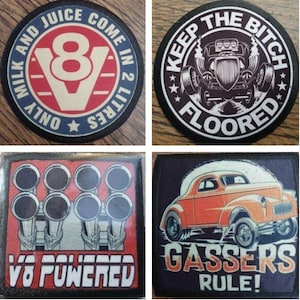 V8 Gasser keep the bitch floored ford yank biker hotrod car sew / iron on patch