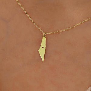 14K Gold Palestine Necklace , Arabic Calligraphy Necklace , Palestine Gift , Free Palestine Necklace , Islamic Gift , Muslim Jewelry