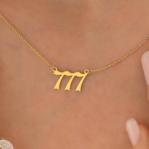 14K Gold Angel Number Necklace , Lucky Number Necklace ,111 , 222 , 333 , 444 , 555 , 666 , 777 , 888 , 999 ,Gift for Her, Mothers Day Gift