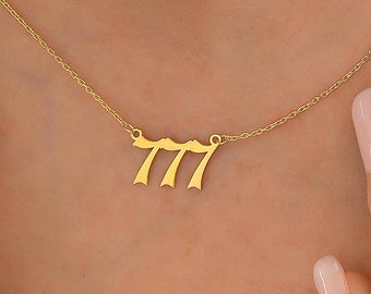 14K Gold Angel Number Necklace , Lucky Number Necklace ,111 , 222 , 333 , 444 , 555 , 666 , 777 , 888 , 999 ,Gift for Her, Mothers Day Gift
